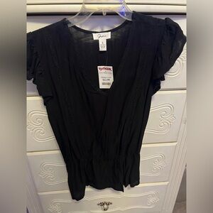 Black V-Neck Blouse